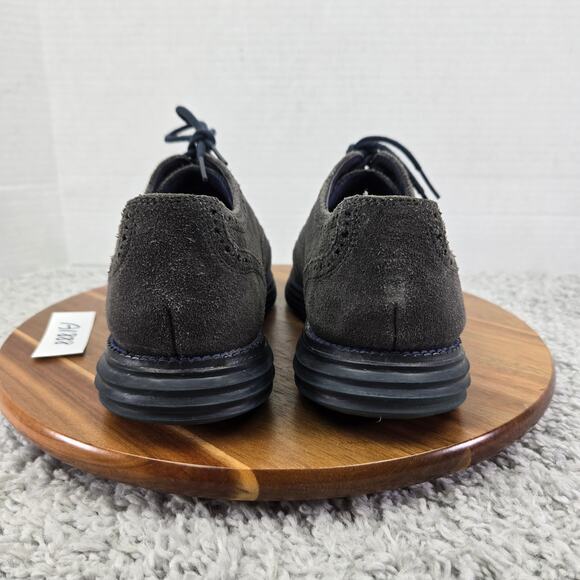 Cole Haan Grand Os Gray Suede Brogue Business Casual Wingtip Oxford Mens 9 M - Picture 2 of 12